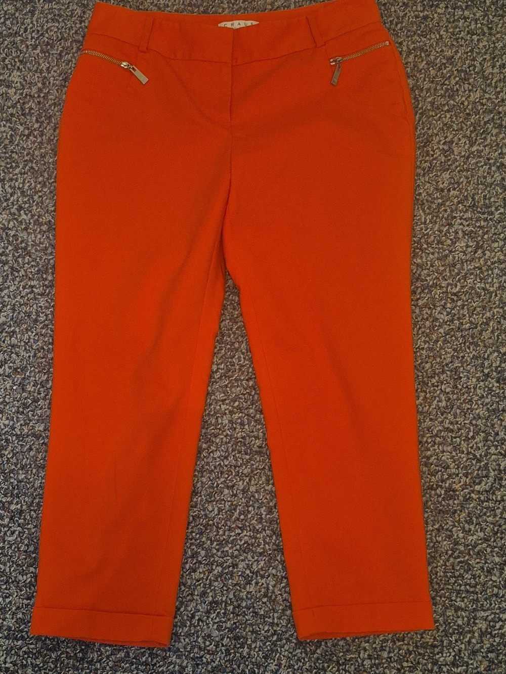 Chaus Orange Cropped Ponte Pants with Zip Pockets